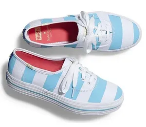 Keds X Kate Spade Cabana Stripe Platform Sneakers Women 7 White‎ Blue Nautical thumbnail 1
