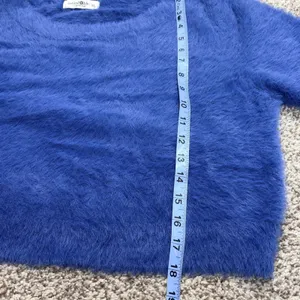 Natural Life Blue Fuzzy Cropped Sweater Boat Neck Long‎ Sleeve Womens XL thumbnail 8