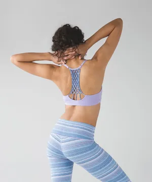 Lululemon Energy Bra Size 6 Medium Support Blue Paisley Strappy Back Crop Top thumbnail 4