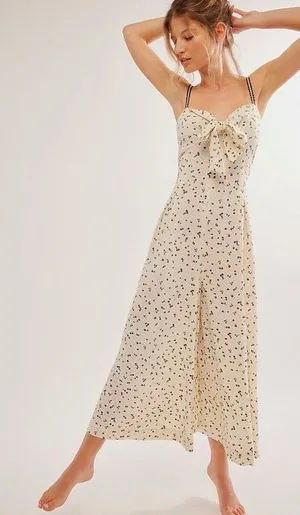 Free People Coming Home Romper Ivory Combo Size Large‎ Jumpsuit thumbnail 1