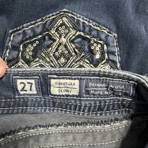 Miss Me Skinny Jeans Womens 27 Dark Wash Embellished Rhinestone Cross Pockets thumbnail 11