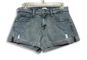WeWoreWhat Jean Shorts Whiskered Cuffed Hem Jorts Distressed Blue 24 NWOT thumbnail 1