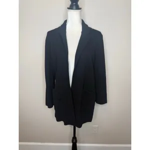J. CREW Women's M Eloise Blazer Cardigan Sweater Black Wool Blend Patch Pockets thumbnail 8
