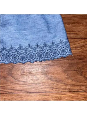 Old Navy Light Blue Embroidered Blouse chambray babydoll thumbnail 4