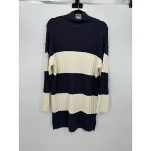 Future Collective Womens Chunky Knit Striped Sweater Dress Sz M Rugby Navy White thumbnail 2