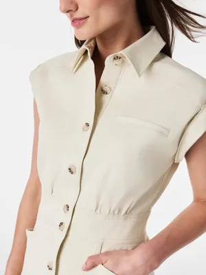 SPANX Stretch Twill‎ Utility Dress Eggshell Button Front Size 1X NEW thumbnail 11