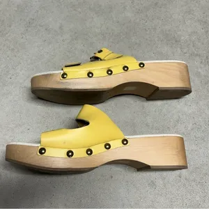 Free People Fiona Yellow Croc Buckle Stud Accent Wooden Cushioned Clogs 41 thumbnail 8