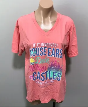 Jadelynn Brooke Disney World T-shirt Mouse Ears Dole Whip Castles Coral Medium thumbnail 2