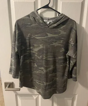 Green Envelope Camo 3/4 Sleeve Pullover with Hood thumbnail 1