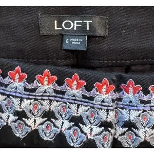 Loft Black Cotton Blend Shorts Size 6 Embroidery Trim thumbnail 3