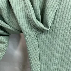 Women's green ribbed pull on‎ pocket stretch casual relaxed casual joggers pants thumbnail 3
