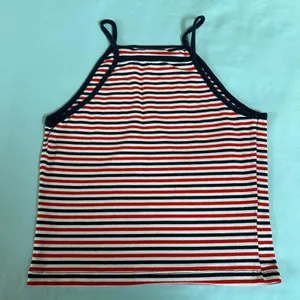 Garage red blue and white striped tank top thumbnail 2