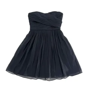 J.Crew Arabelle Strapless‎ Silk Chiffon Dress Navy Blue Size 4 Ruched Cocktail thumbnail 2