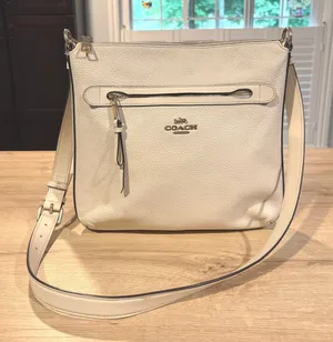 Coach Pebbled‎ Leather Crossbody Bag Chalk White Gold Hardware F29210 thumbnail 1