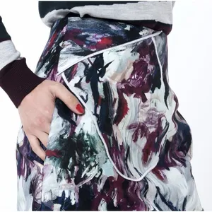CARVEN Skirt 36 US 4 Abstract Brushstroke Art Print Mini Silk Blend Pocket‎ Wrap thumbnail 3