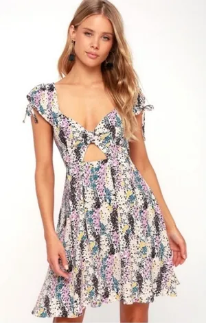 Free People Women's Miss Right Mini Dress Floral Cut Outs Size M thumbnail 1