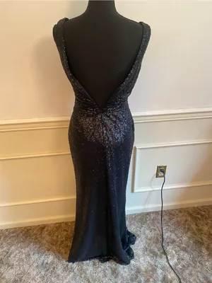 SORELLA VITA Black Sequin V-Neck Maxi Gown Bridesmaids Prom thumbnail 3