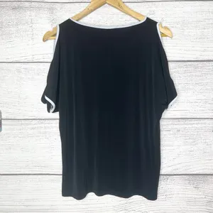 Ivanka Trump Black & White Trim Open Tie Sleeve Blouse Top Size Small thumbnail 9