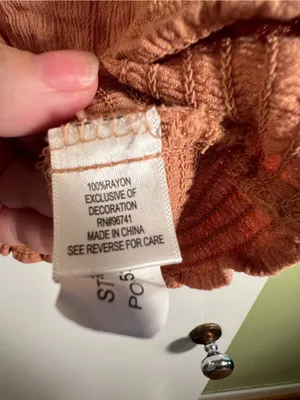 Self Love Women’s Size XL Cropped Faux Wrap Top Rust Brown Orange Lace Smocked thumbnail 9