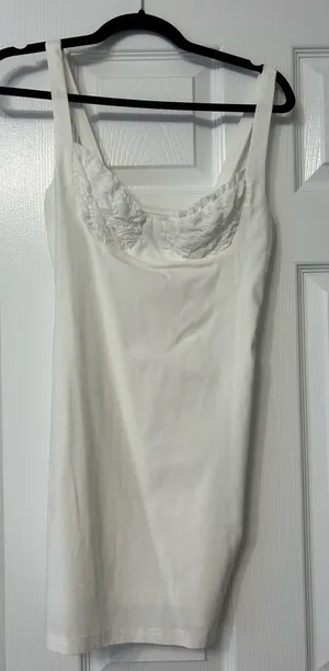 Hello Molly White Mini Dress with Ruching thumbnail 1