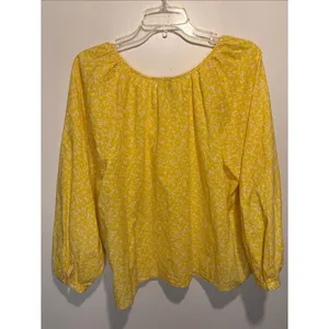 Universal Threads NWT Long Sleeve Cropped Yellow Floral Neck Tie Blouse Size L thumbnail 4