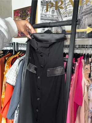 SHEIN BAE Black Satin Trim Strapless Tuxedo Midi Dress Women’s XS New NWT thumbnail 3