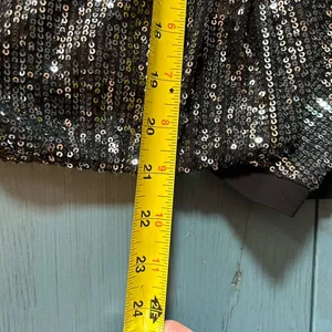 Lulu's Black Sheer Sequin Blouse | Women’s Size Medium thumbnail 7