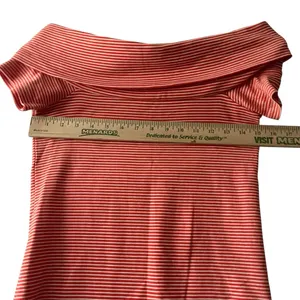 J. Crew Red Coral Striped Off-Shoulder Foldover Blouse Women's‎ XS Cotton Knit thumbnail 5