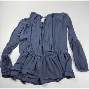 Free People Tunic Top Ruffle Hem Long Sleeve Blouse Flowy‎ XS thumbnail 5