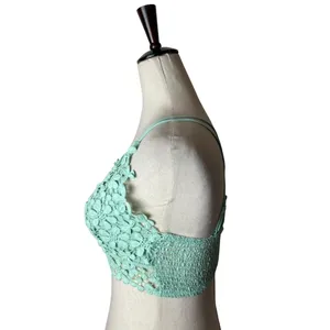 Free People Miss Dazie Bralette Women Small Mint Green Floral Crochet Lace Boho thumbnail 4