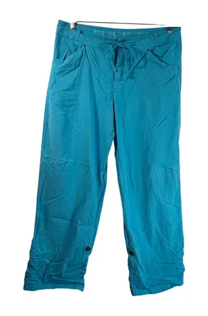 Fresh Produce Womens XL Turquoise Blue Cotton Stretch Drawstring Straight Pants thumbnail 1