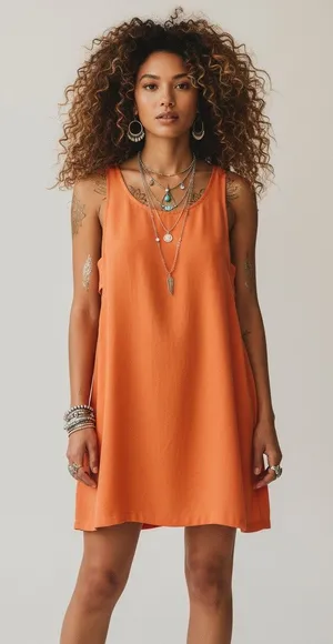 Abercrombie & Fitch Boho Chic Burnt Orange Shift Festival Hippie Sun Dress S thumbnail 1