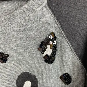 Apt. 9 Women's Leopard Print Sequin Embellished Crew Neck Sweater Size Large thumbnail 6