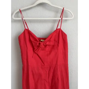 Gianni Bini Red Linen Knot Front Wide Leg Jumpsuit NWT Sz 8 Girl Retro Coquette thumbnail 8