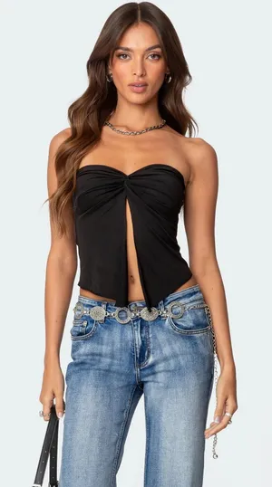Edikted Twisted Split Front Tube Top thumbnail 1