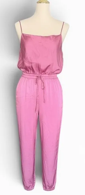 Cinq‎ a Sept Finnley Pink Satin Sleeveless Jogger Jumpsuit Small Tous Les Jours thumbnail 1