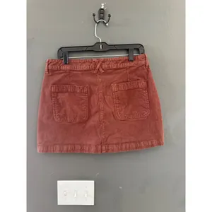 American Eagle‎ Rust Brown Corduroy Super Hi-Rise Button Front Mini Skirt 10 thumbnail 3
