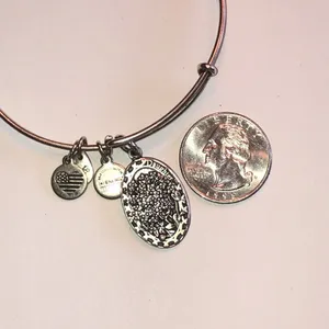 Alex and Ani Silver Tone Daughter Flowers Charm Bangle Bracelet thumbnail 3