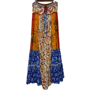 Free People Orange and Blue Maxi Dress thumbnail 4