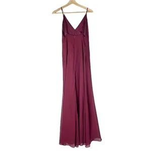 Lulu's Burgundy Wine Red‎ V-Neck Chiffon Maxi Dress S thumbnail 2
