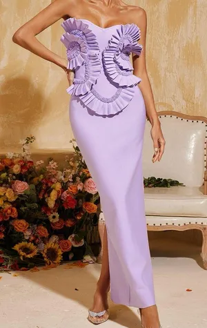 Insane lilac beaded maxi dress Purple thumbnail 1