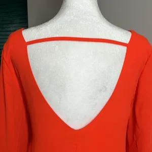ASTR bright coral lace lined drop back dress - xs thumbnail 3