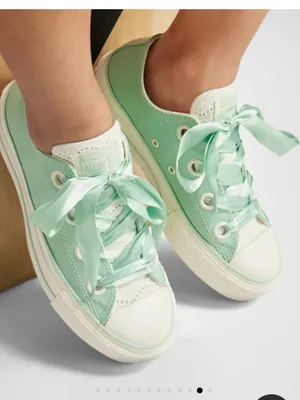 Converse Chuck Taylor All Star Lift Matte Satin lace Ribbon Sneaker Canvas Mint thumbnail 6