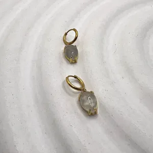 Earrings water droplets‎ heart Gold thumbnail 2