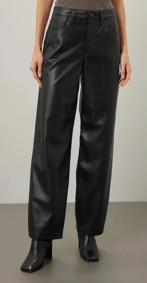 RTR Levi's Black Faux Leather Baggy Straight Pants Size 27 4 Solid black thumbnail 1