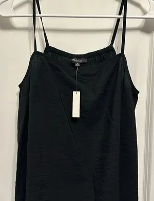 Madewell black spaghetti strap top w stretchy‎ back at top thumbnail 1