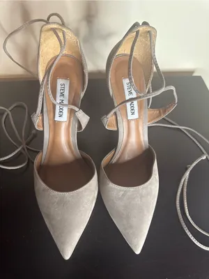Steve Madden Raela Suede Lace-Up Pointed Toe Heels in Taupe thumbnail 8