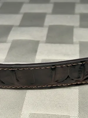 Brahmin Leather Croc-Embossed Detachable Strap with Gold Hardware - Dark Brown thumbnail 4