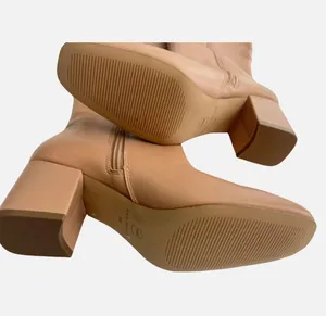 Ann Taylor Desert Sand Nude Block Leather Tall Knee High Boots Heels Booties thumbnail 7