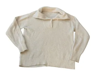 ​Aerie Cream Waffle Knit Henley Sweater‎ Oversized Button Front Soft Cottagecore thumbnail 1